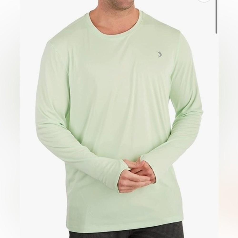 Reel Legends Mens Reel-Tec Solid Long Sleeve Shirt GREEN sz SM‎